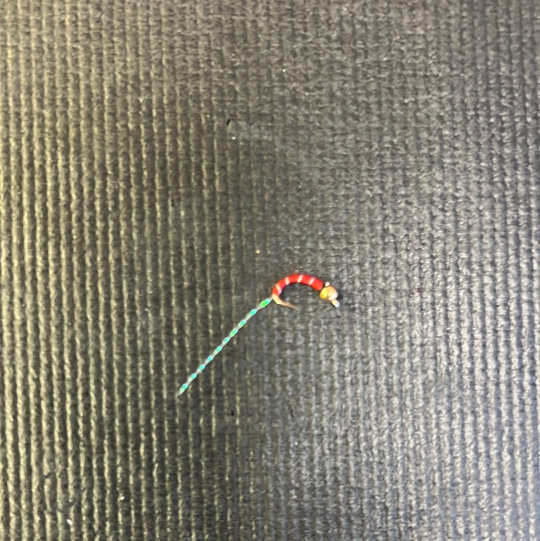 Jackson Cardinal Red Zebra Nymph hook size 16