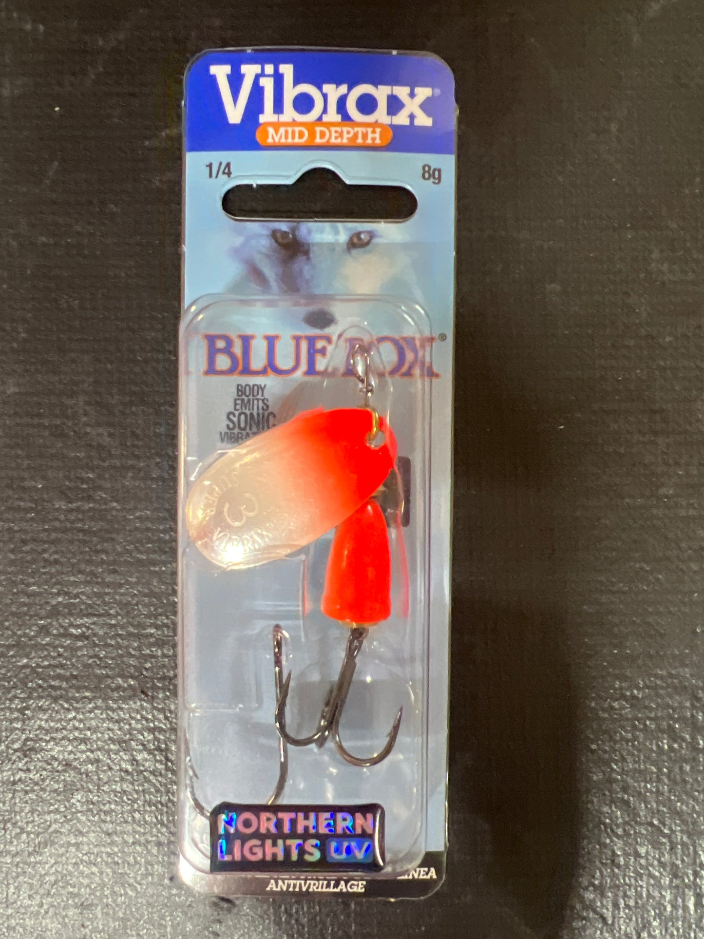 Blue Fox Vibrax 1/4oz Orange Pearl UV Northern Light Series