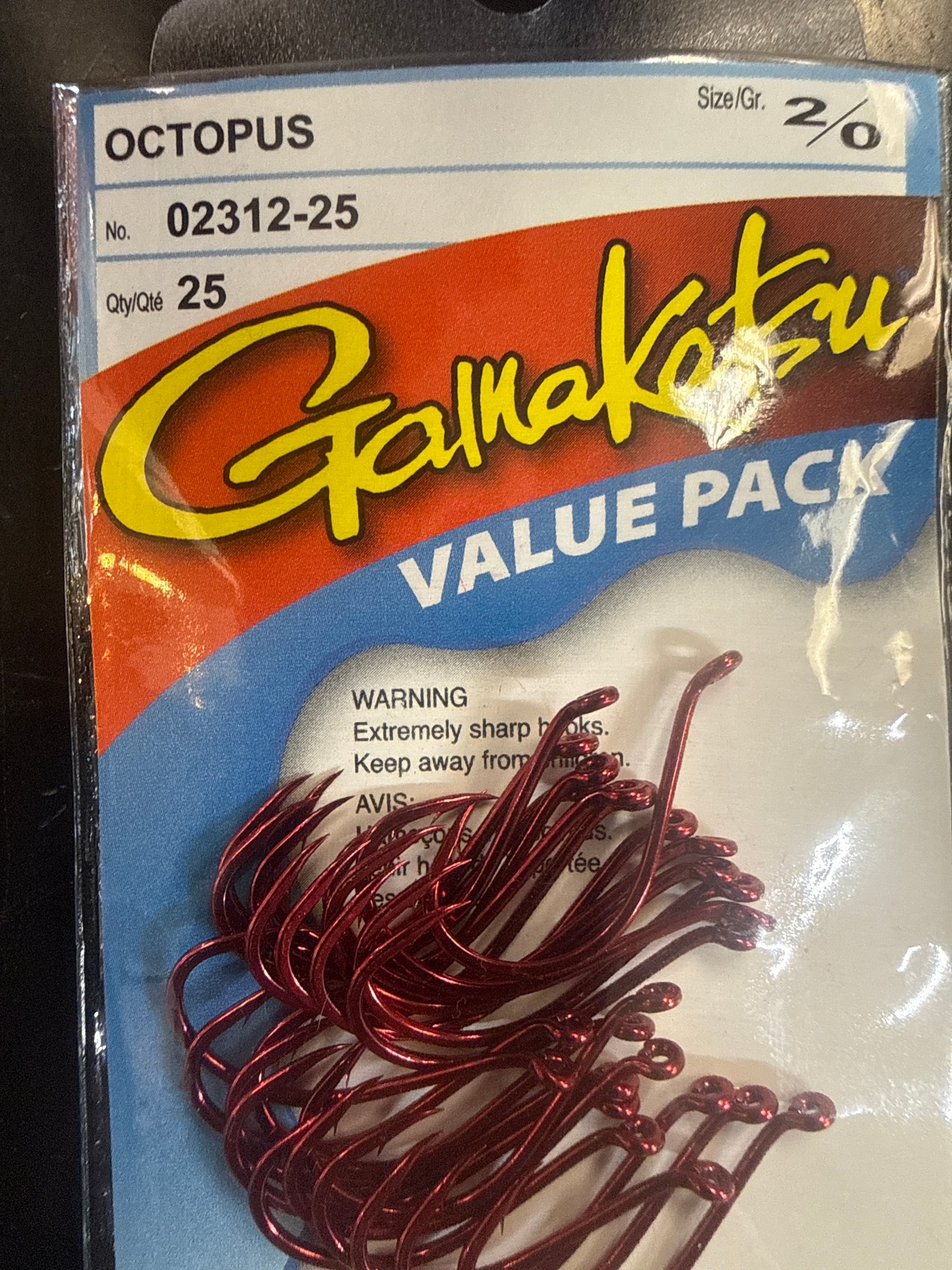 Gamakatsu 2/0 octopus red 25 pack
