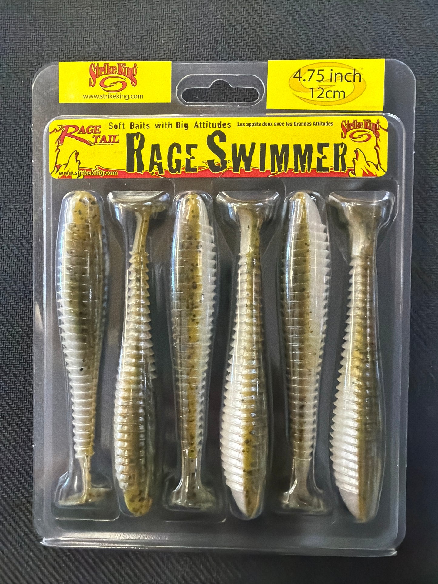 Strike King 4.75" Rage Swimmer Green Pumpkin Pearl Belly