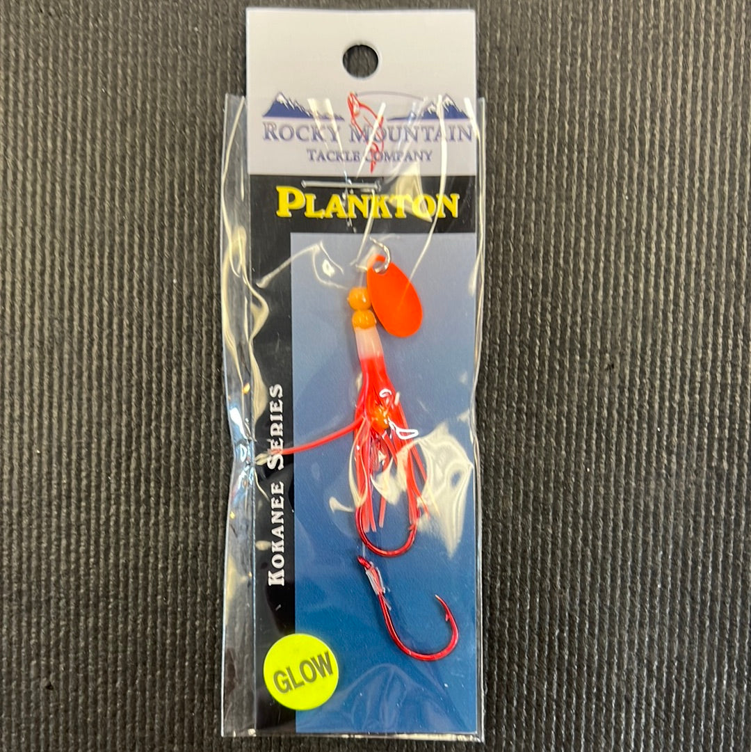 Rocky Mountain Tackle 1.5" Rigged Squid Double Orange Glow Plankton