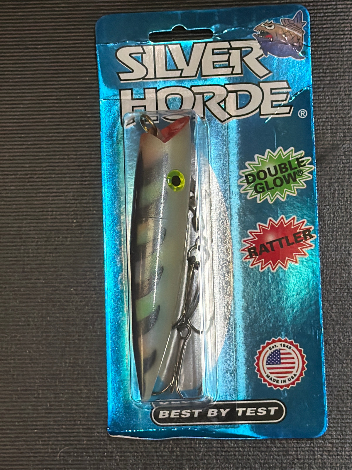 Silver Horde Ace Hi 5" Plug Glow Mother of Pearl Black Dots