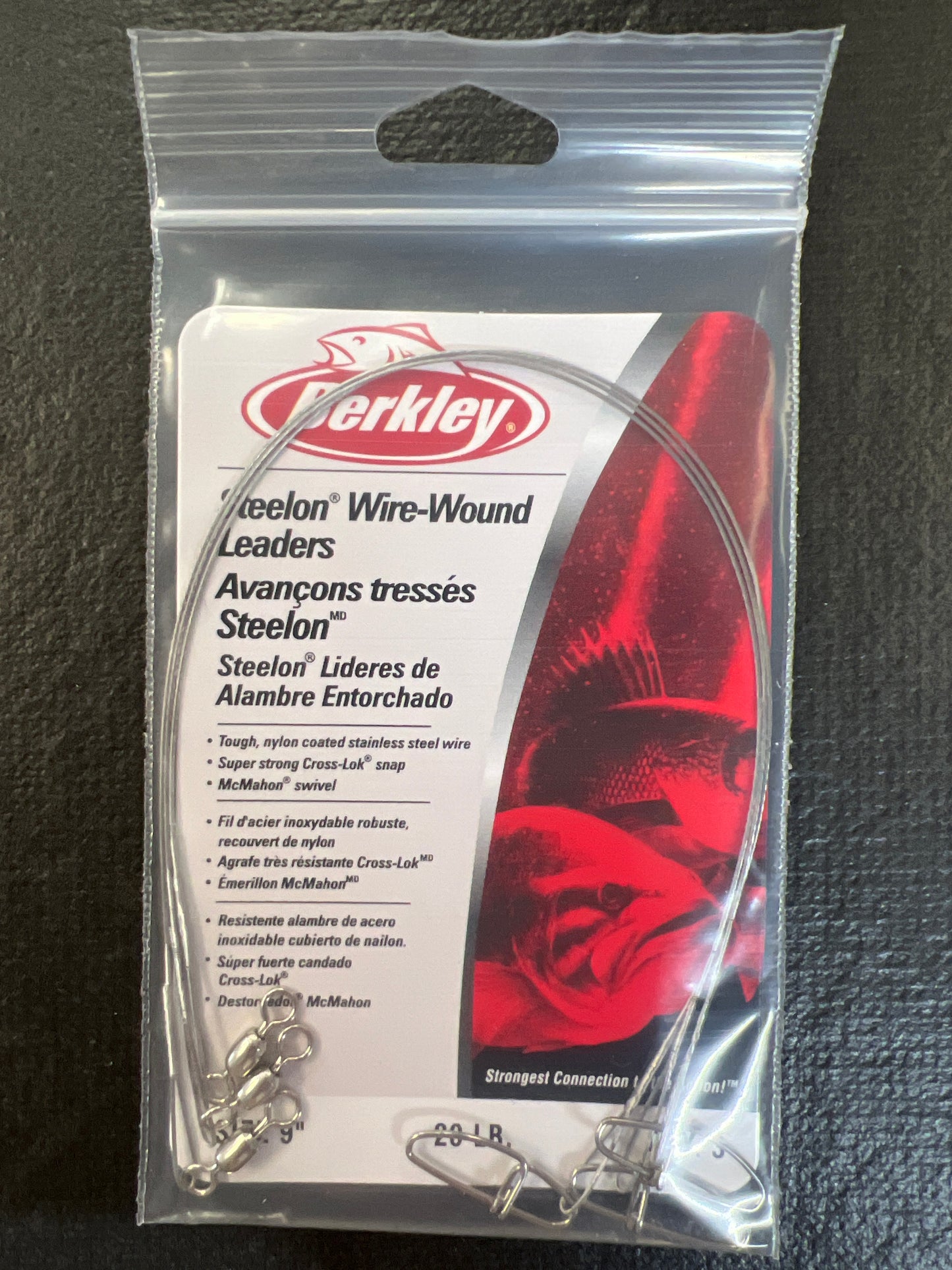 Berkley Steelon Wire Wound Leaders 20lb test 9" Silver