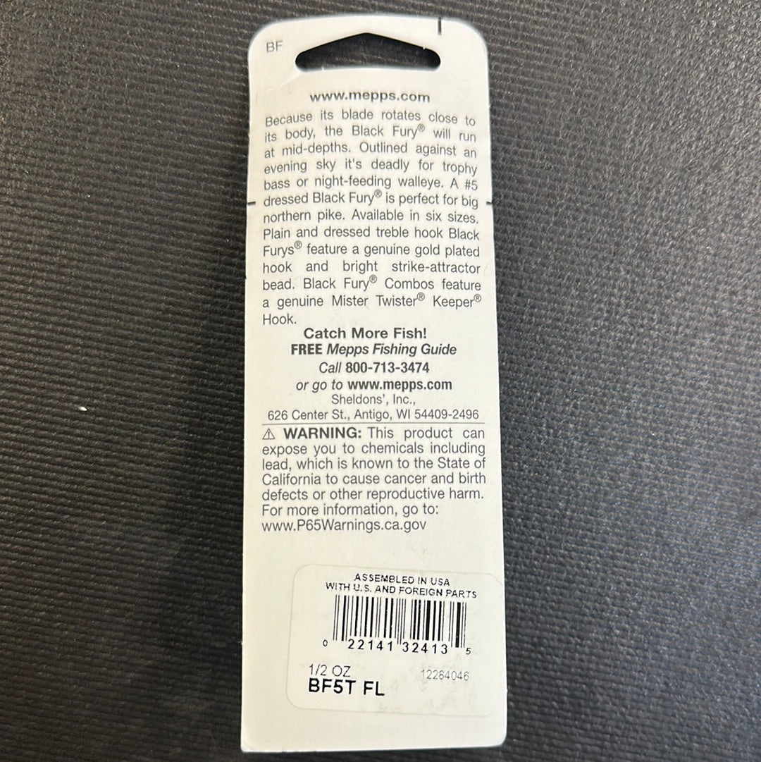 Mepps Black Fury 1/2oz red dot