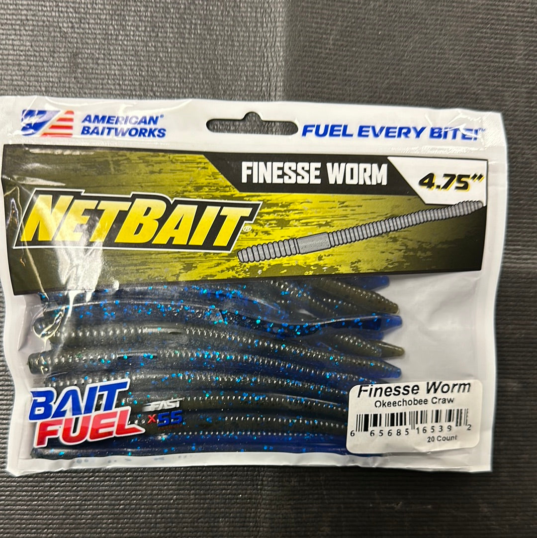 Net Bait 4.75” finesse worm okeechobee craw