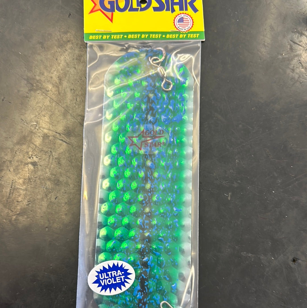 Gold Star UV neon green splatter #0