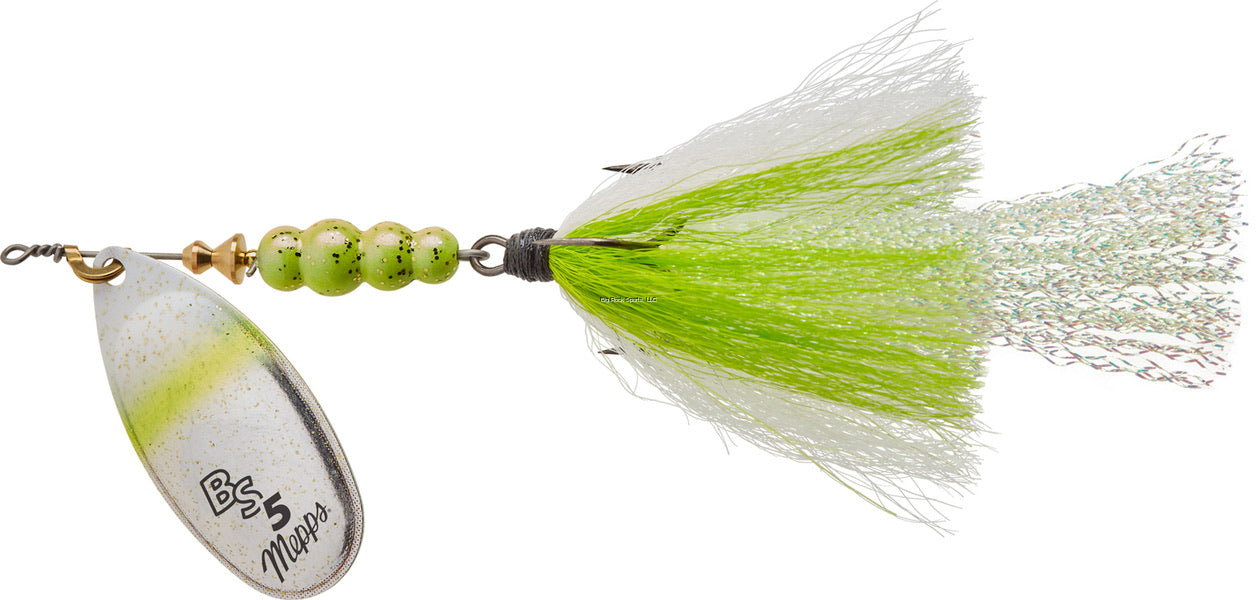 Mepps BS5T S-CSH Bronze Slammer (Dressed Treble) 1/2 oz Silver/Chartreuse Shad