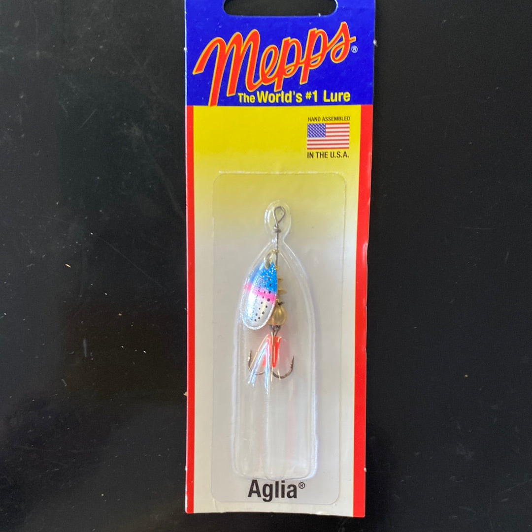Mepps Spinner 1/12oz Plain treble hook, Rainbow Trout Blade