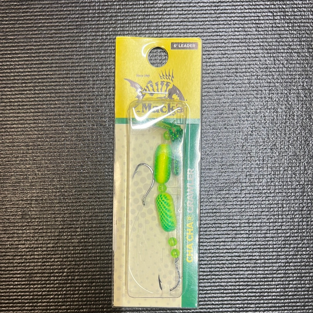 Mack's #4 Cha Cha Crawler Green sparkle chartreuse green