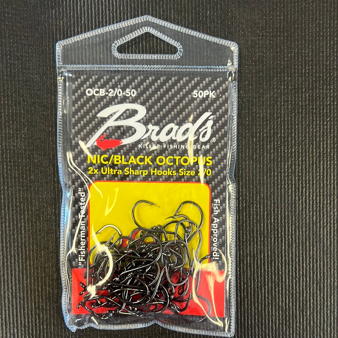 Brads nic/blk octopus size 2/0
