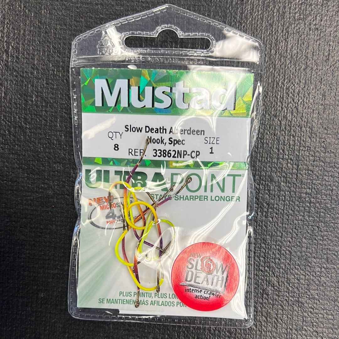 Mustad Slow Death Hook size 1 "Chartreuse Purple"