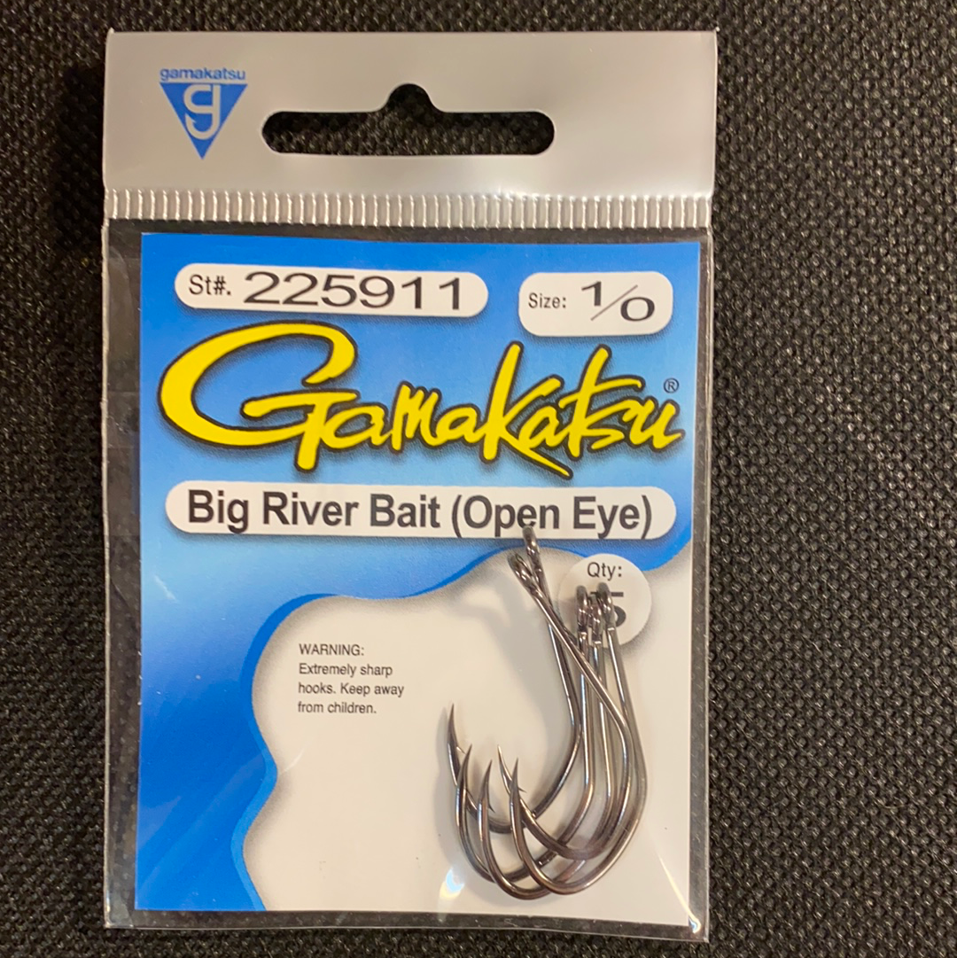 Gamakatsu Big River Bait Hooks (Open Eye) Black