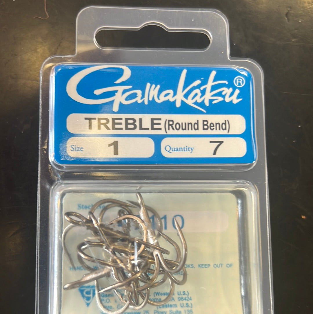 Gamakatsu size 1 round bend treble