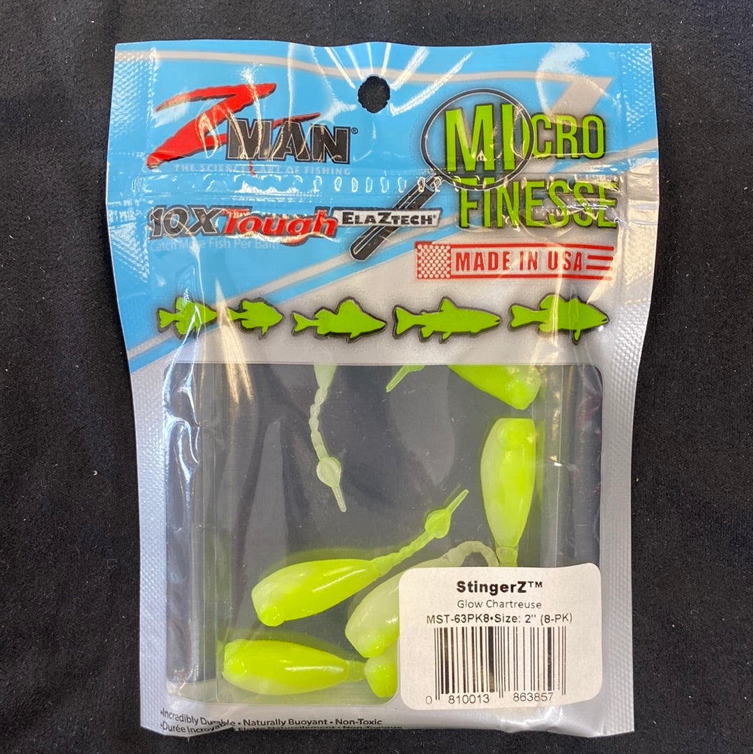 Z Man Micro Finesse Stingerz 2" Glow Chartruse