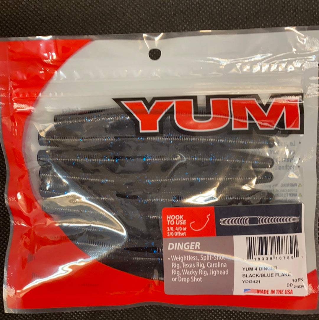 Yum Dinger 4" Black/Blue Flake