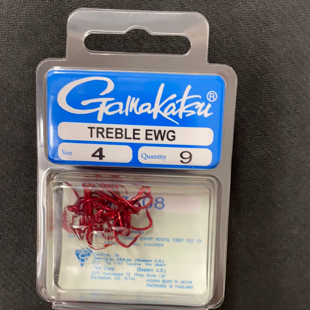 Gamakatsu red treble ewg size 4