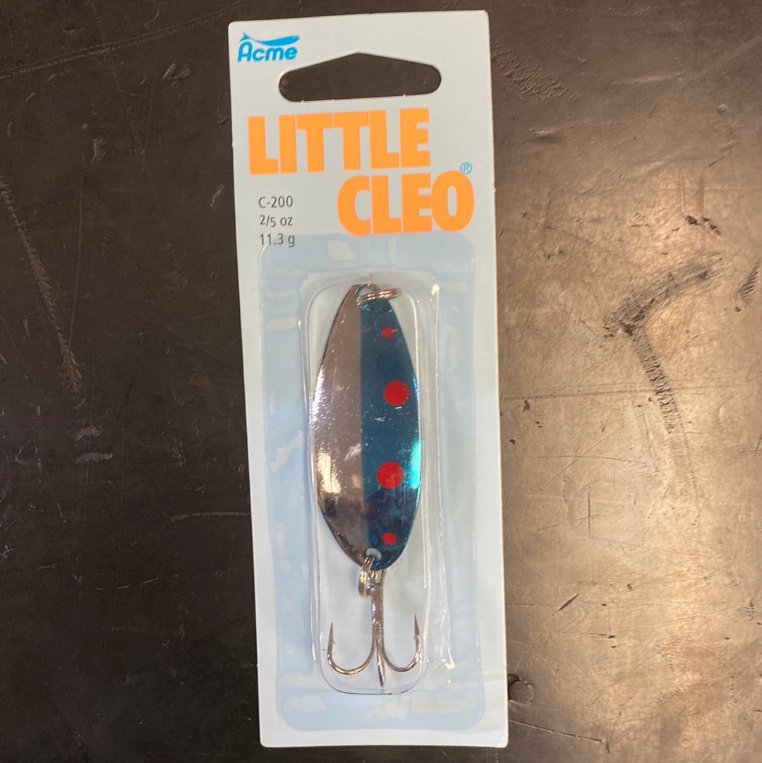 cleo fish hooks Little Cleo 2/5oz blue/nickel/orange dot – Superfly Flies