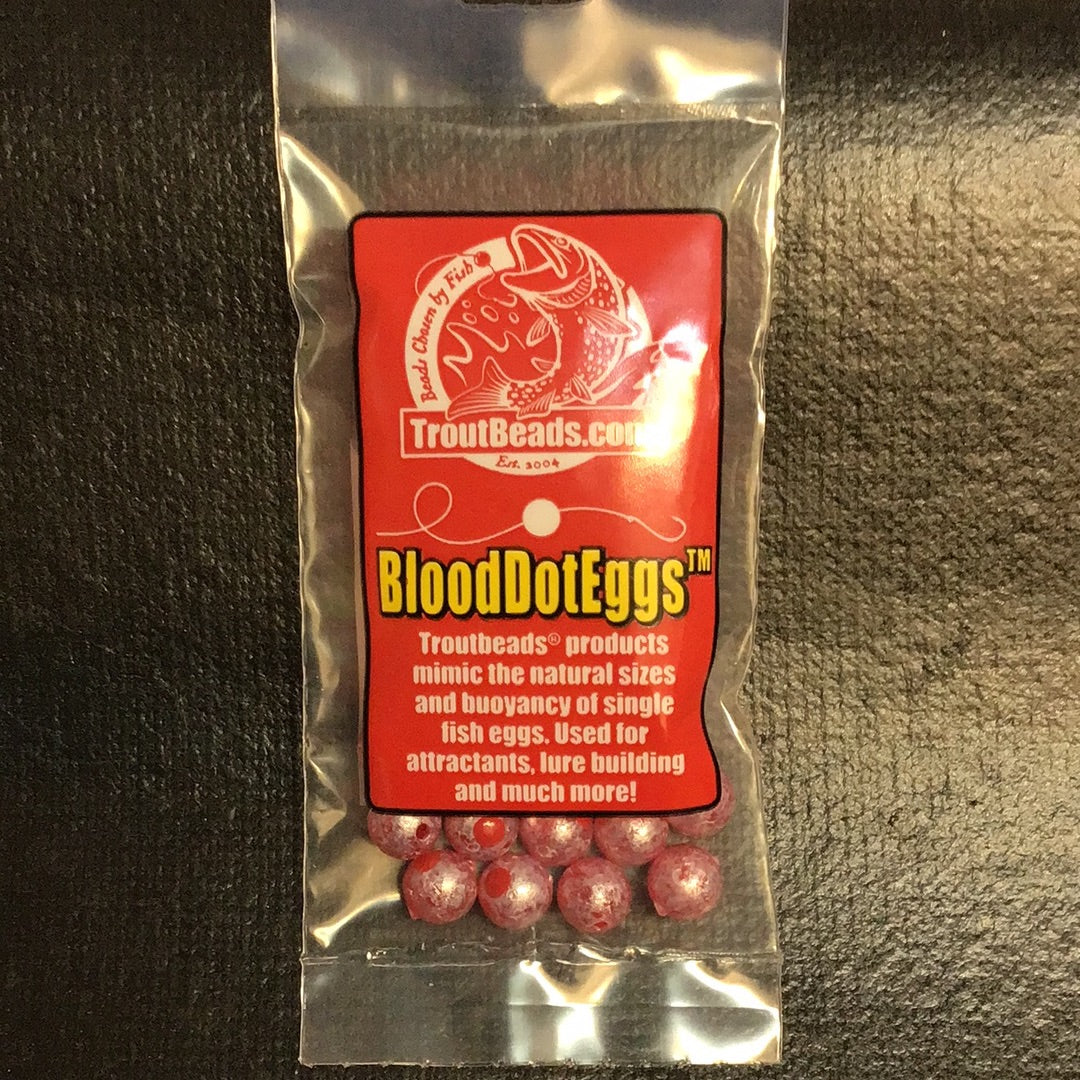 Trout Beads - Blood Dot Eggs - 8mm (Ruby Roe) 15ct