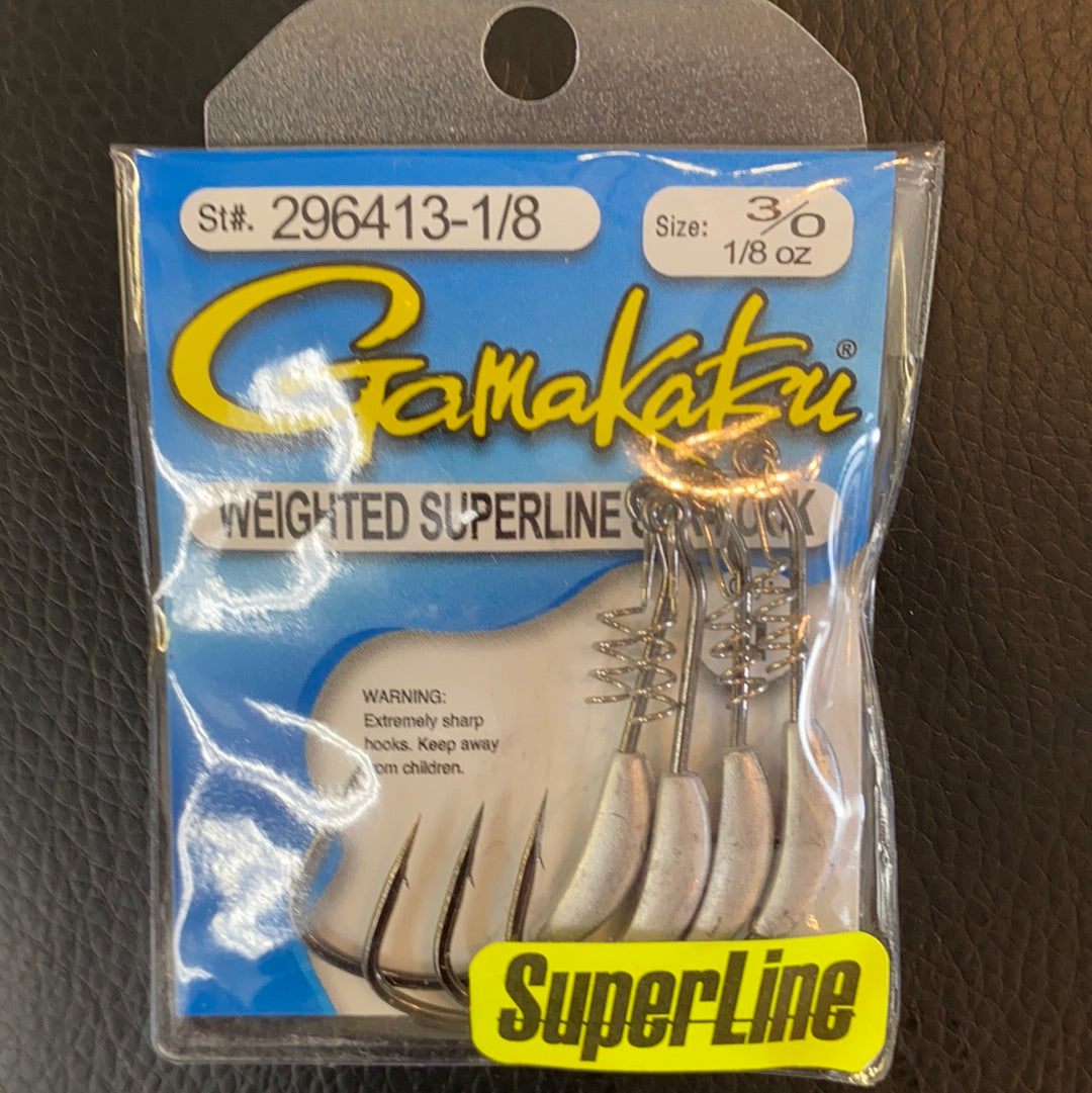 Gamakatsu 3/0 weighted Super line worm hook 1/8oz