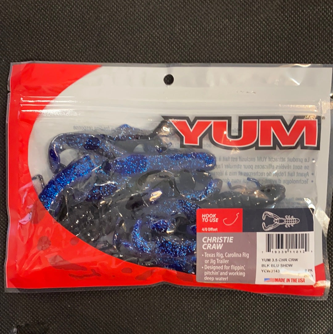 Yum Christie Craw 3.5" Black Blue Shadow