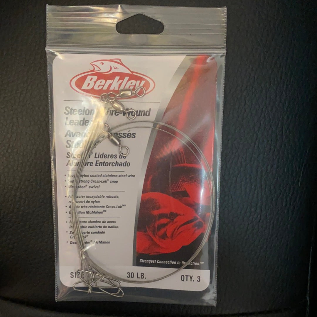 Berkley 30lb 12" silver Steelon Wire Wound leader