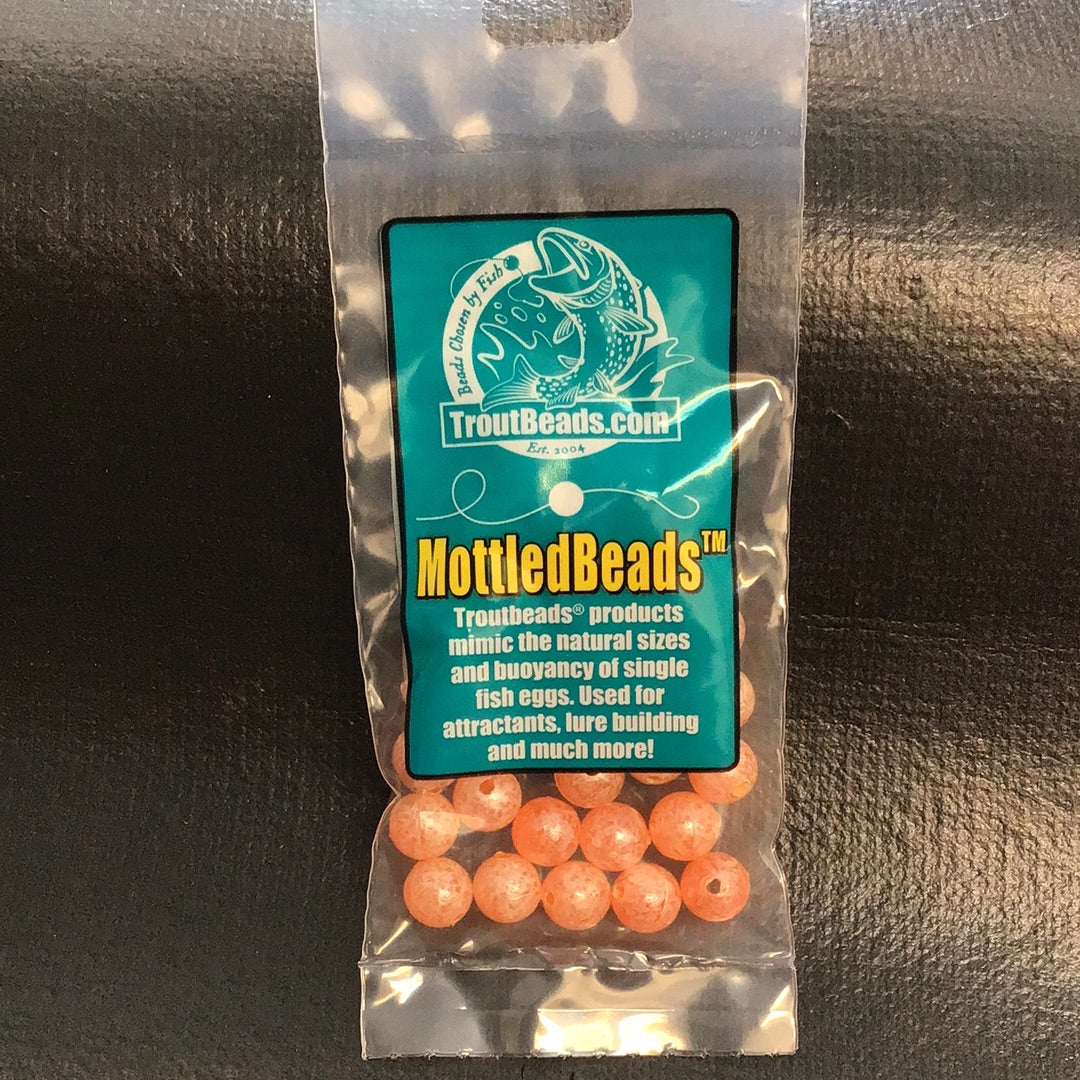 Trout Beads - Mottled Beads - 8mm (Peachy King Roe) 30ct