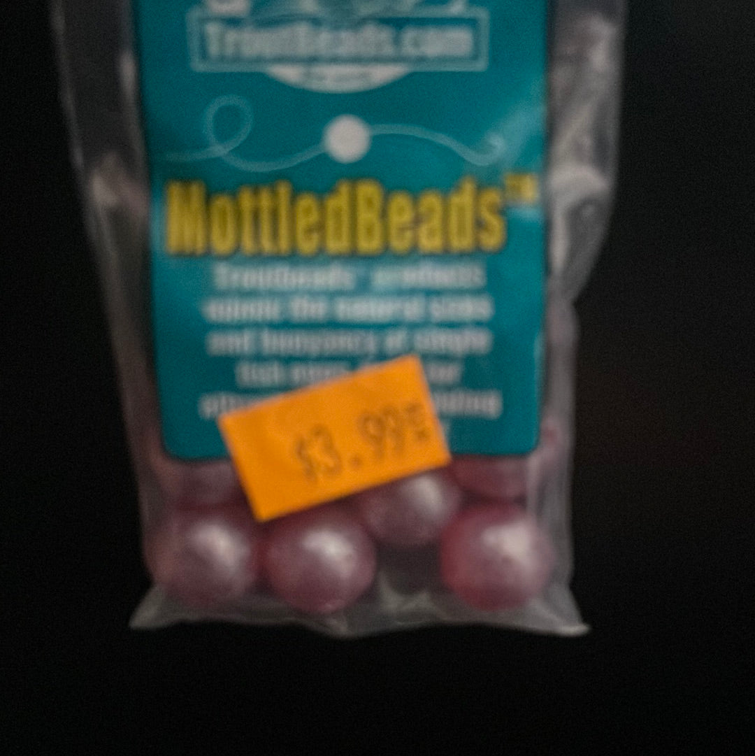 Trout Beads - Mottled Beads-12mm - (Ruby Red)