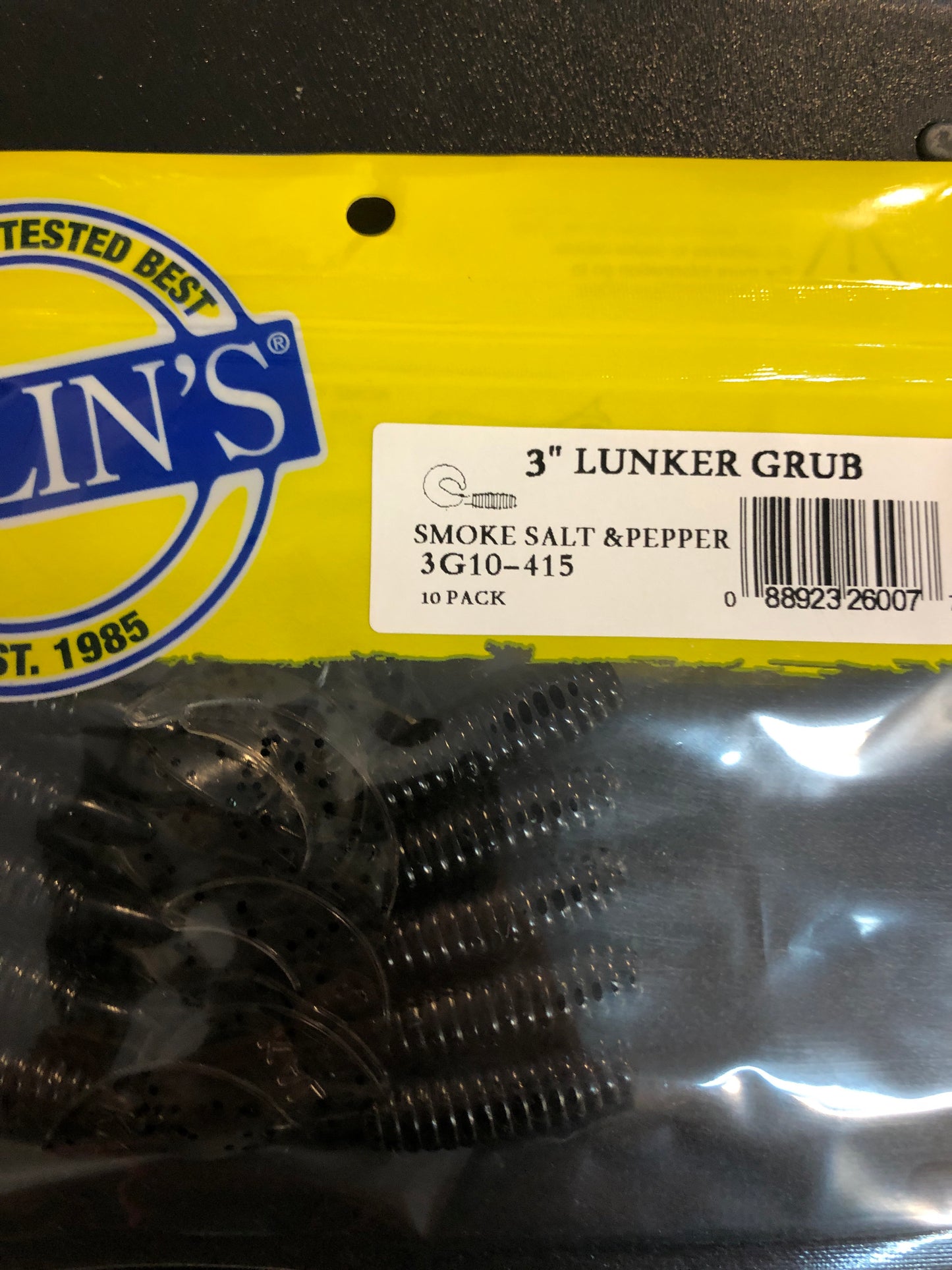Kalin’s 3” lunker grub salt/pepper