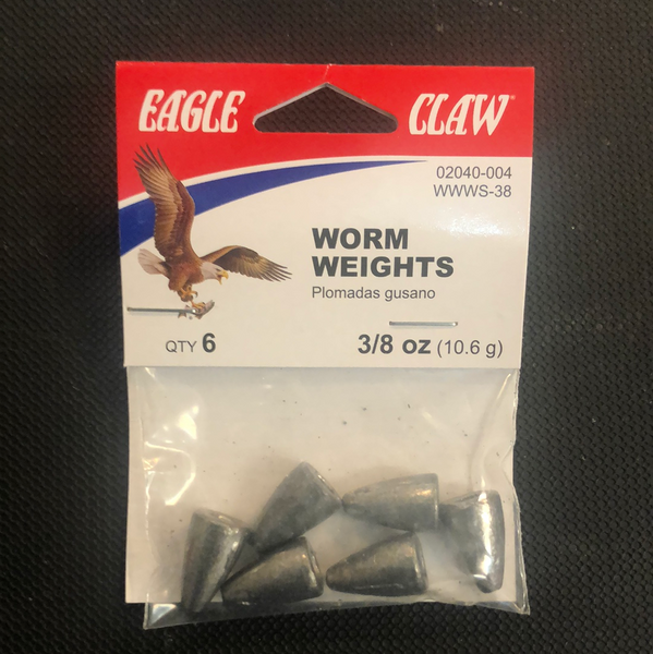 Eagle Claw Bullet Weight Worm Lead 3/8 oz