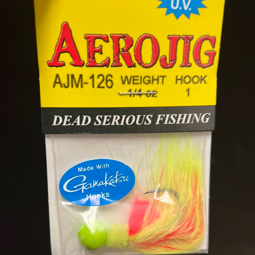 Aerojig 1/4oz chart/flame/chart marabou