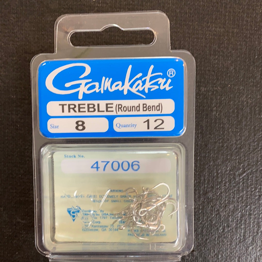 Gamakatsu Treble Round Bend size 8 nickel
