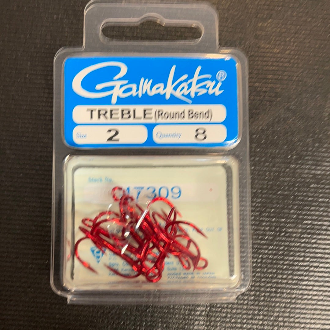 Gamakatsu #2 round bend treble (red)