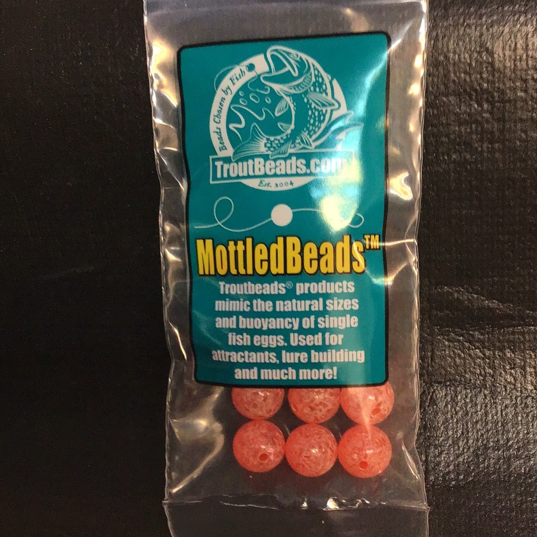 Trout Beads - Mottled Beads - 10mm (Tangerine) 15ct