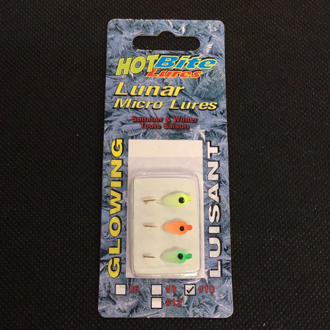 HT Hot Bites Lunar Micro Lures Glow #10 (3PK)