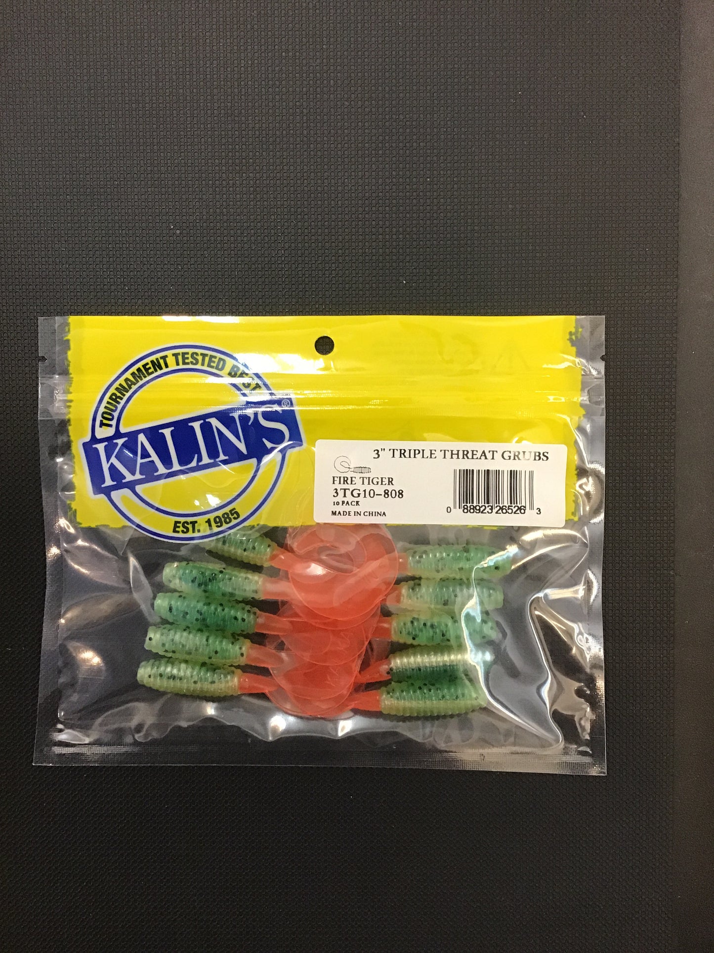 Kalin’s 3” Triple threat grubs Fire Tiger