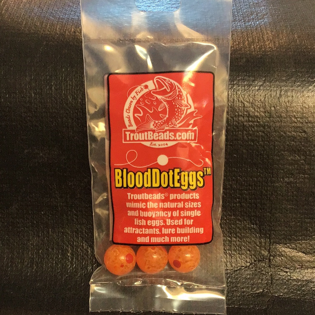 Trout Beads - Blood Dots - 12mm (Orange Clear) 8ct