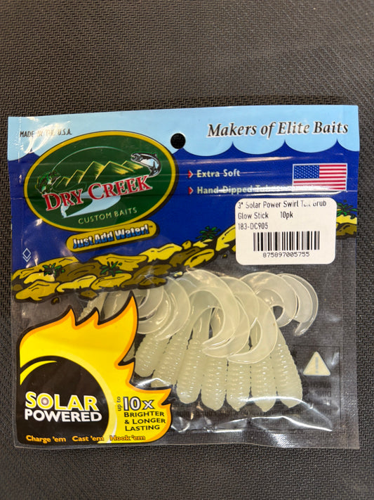 Dry Creek 3" Solar Power Swirl Tail Grub Glow Stick