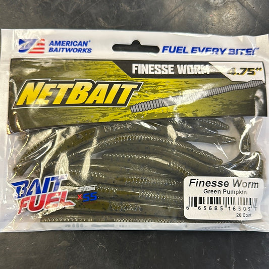 Net Bait 5.75” finesse worm green pumpkin