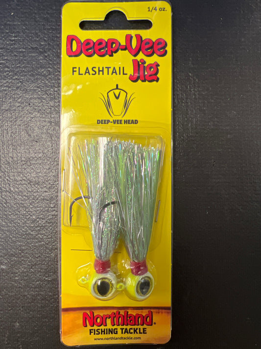 Northland Deep Vee Flashtail Jig 1/4oz Chartreuse