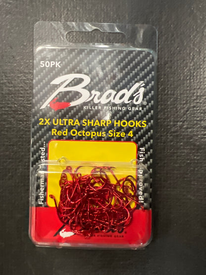 Brads Octopus Hooks Red