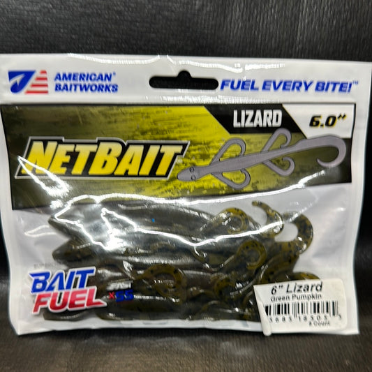 Net bait 6” lizard green pumpkin
