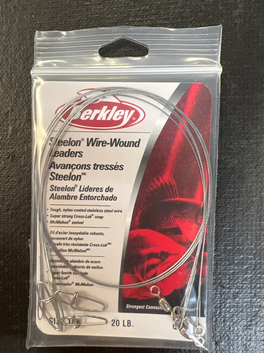 Berkley Steelon Wire Wound Leaders 20lb Test 18" Silver