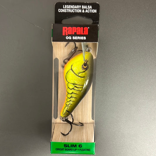 Rapala OG Series Slim 6 Chartreuse Rootbeer Crawdad