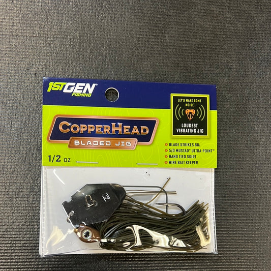 1st GEN Copper Head Bladed Jig 1/2oz Green Pumkin