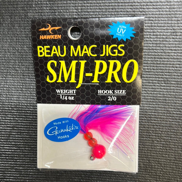 Beau Mac Jigs Marabou 1/4oz Hot Pink/ Purple/ Cerise