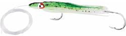 Delta 4.5” squid rigged glow green/black splatter back
