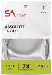 9'ABSOLUTE NYLON LEADER 7X,CLEAR(1)2.4#