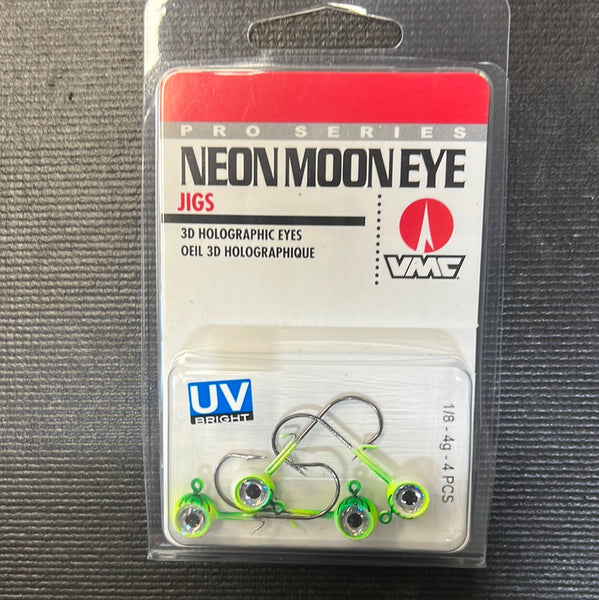 Neon Mooneye jigs 1/8oz Green Fire UV