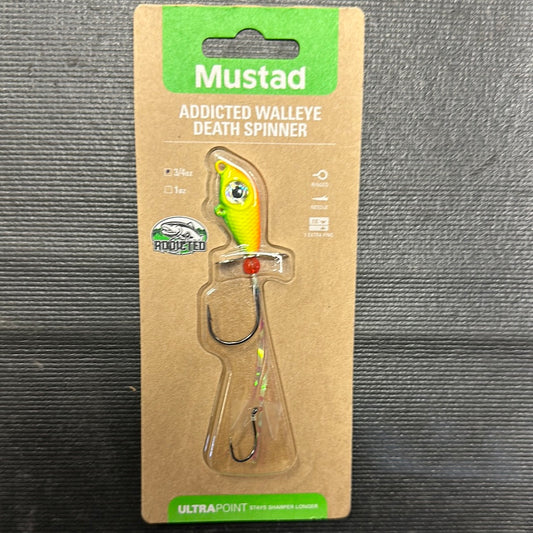 Mustard Walleye Death Spinner 3/4oz fire tiger