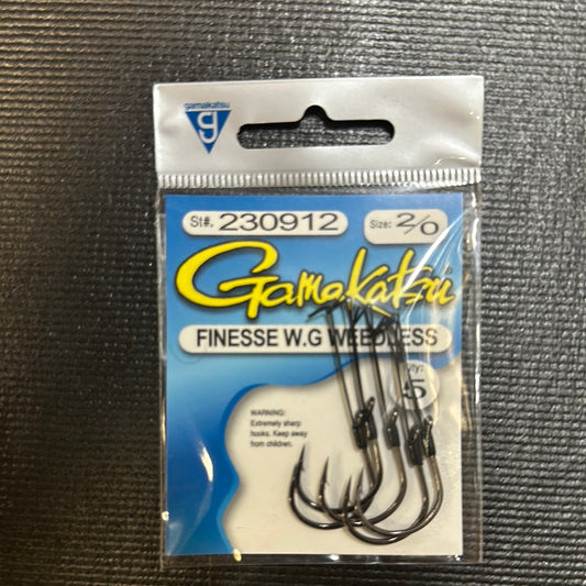 Gamakatsu 2/0 finesse wide gap weedless